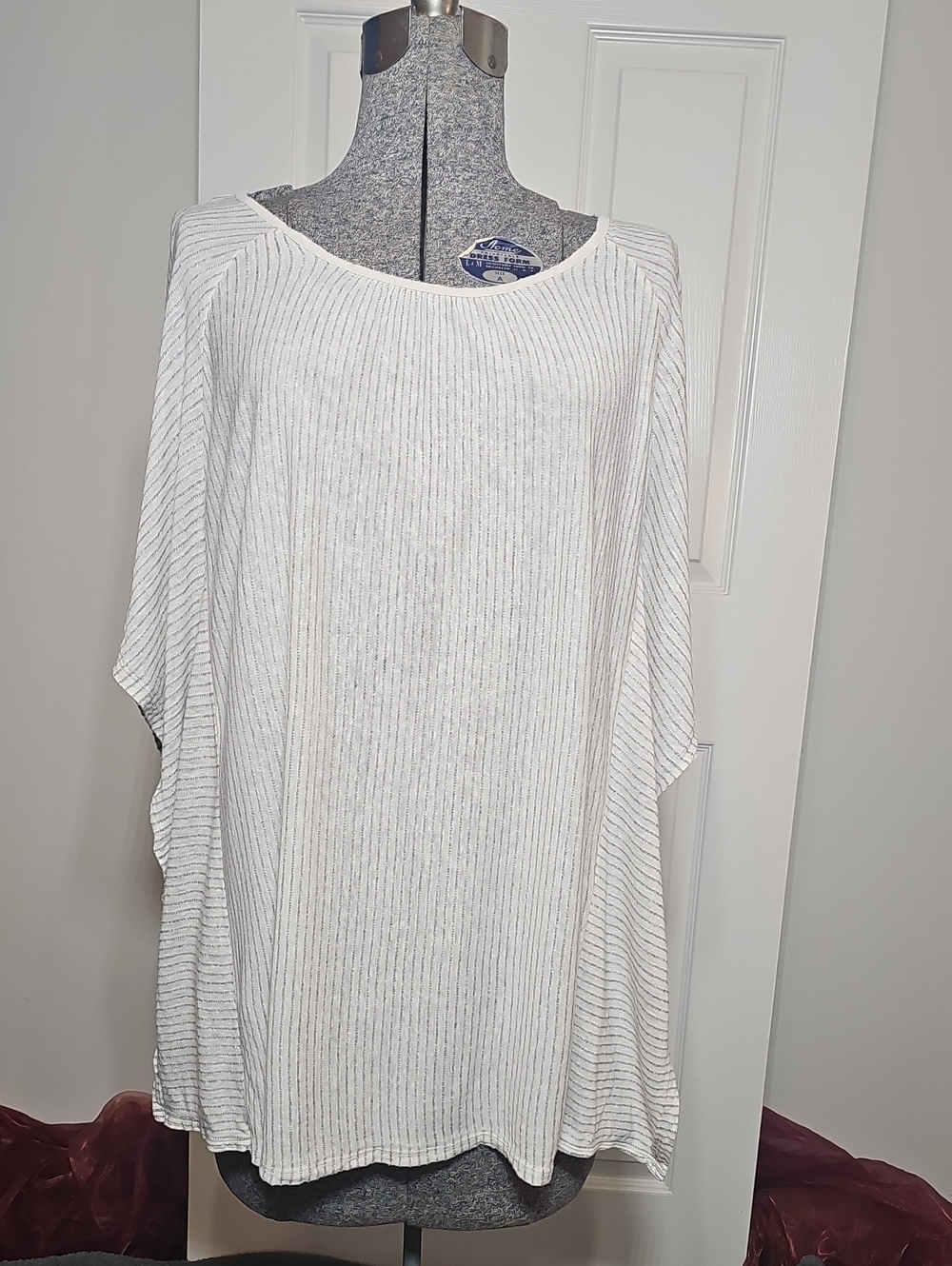 Pure Jill Linen Blend Striped Oversized Dolman Batwing Draped Top Plus Size 2X